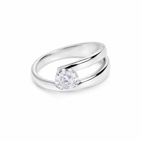 Moe Silver Diamond Adjustable Ring