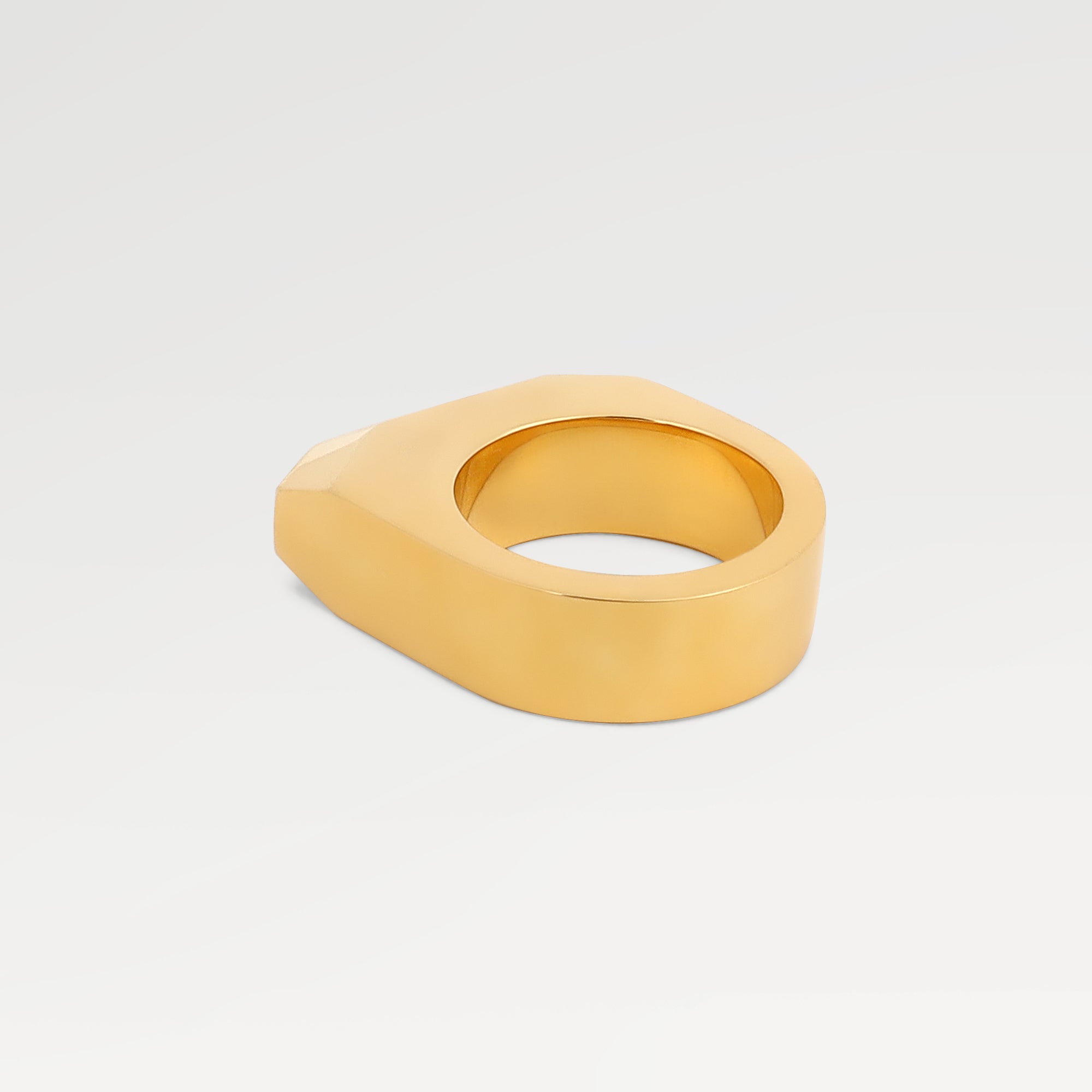 Zoe Gold Plated Plain Cut Tumble Ring