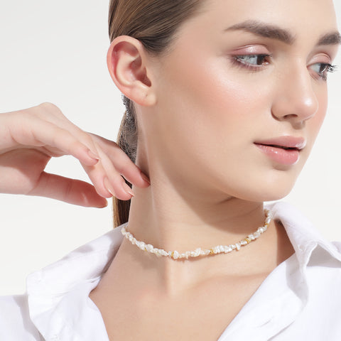 Luna Sterling Silver Uncut Pearl Necklace