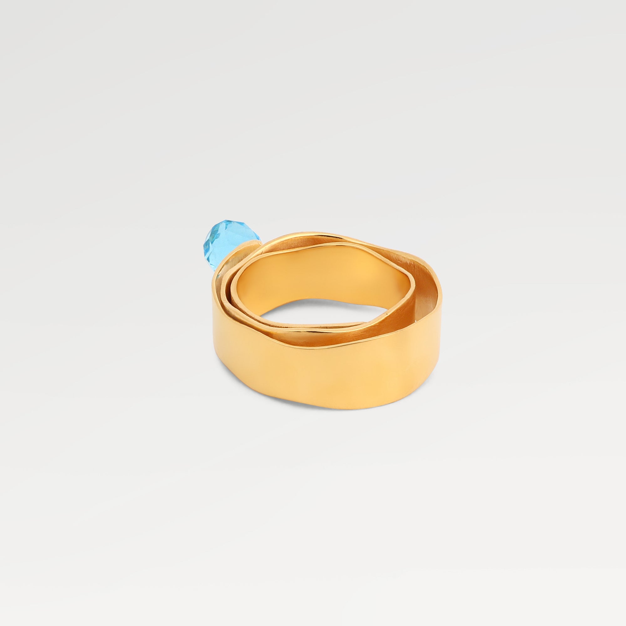 Zoe Gold Plated Blue Topaz Ring