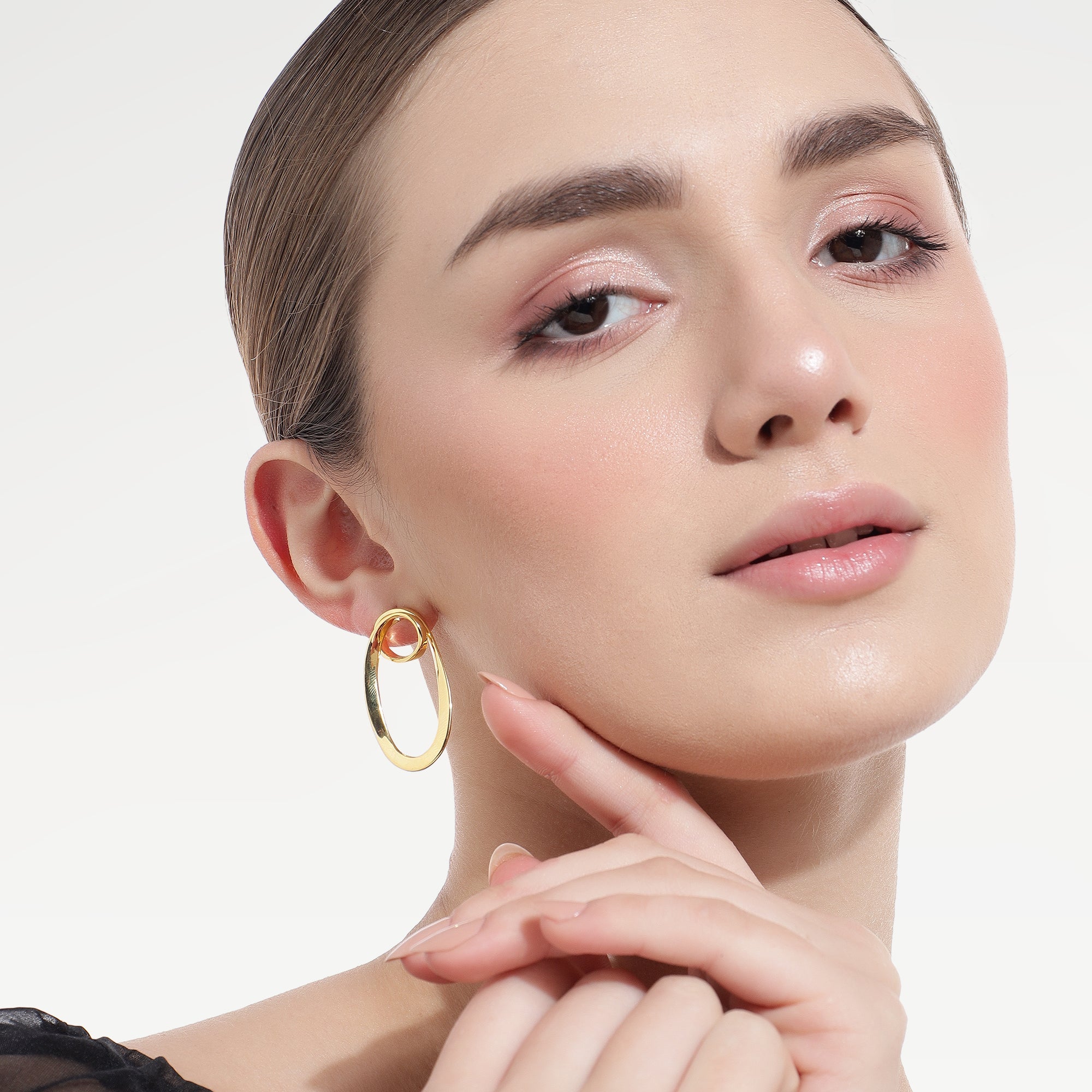 Ivy Gold Plated Champagne Quartz Earrings Set