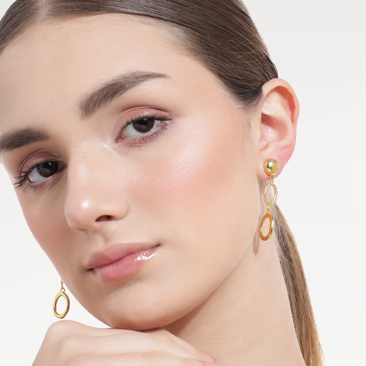 Lucy Yellow Gold Plated Elegant Earrings Set