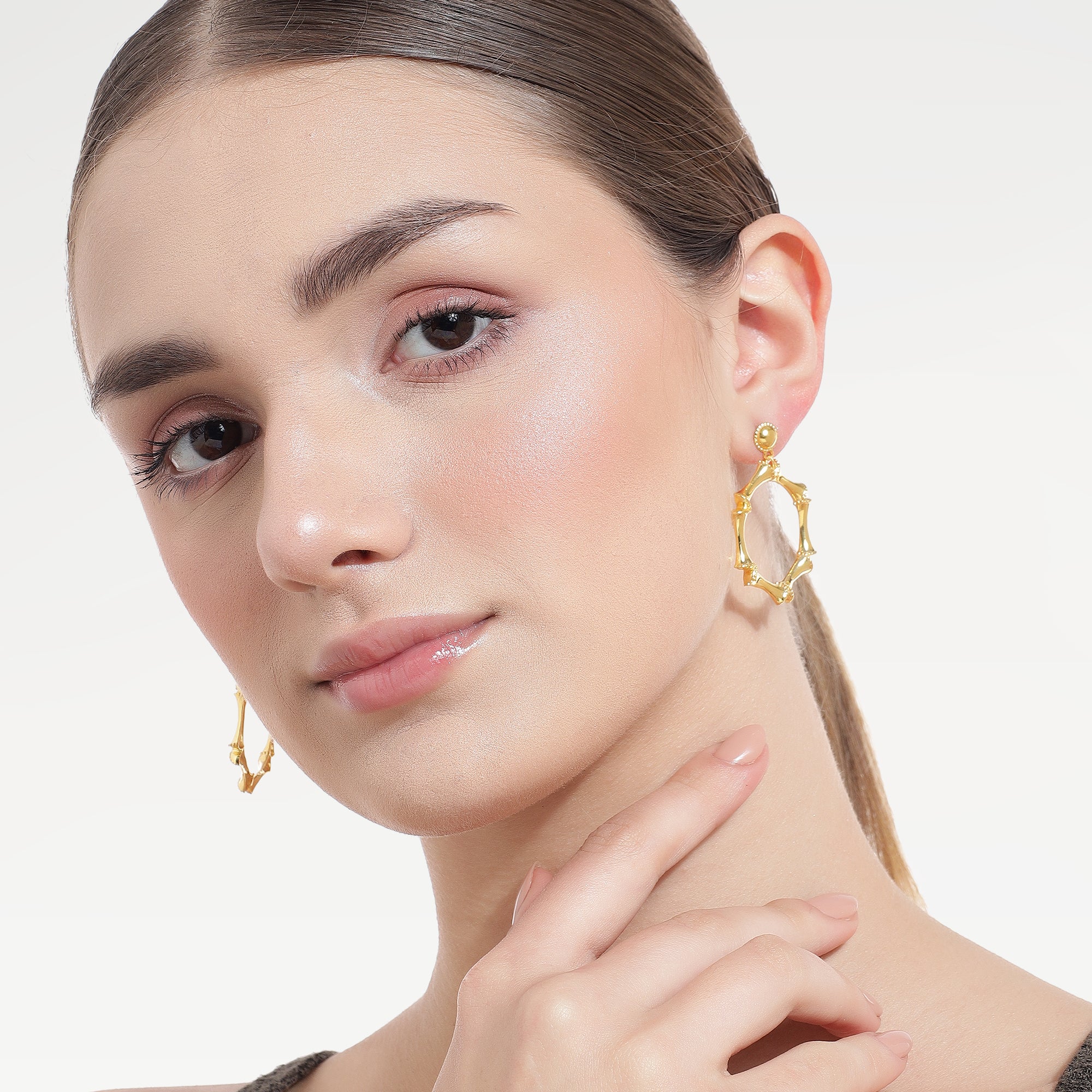 Zoe Yellow Gold Plated Elegant Stud Earrings Set