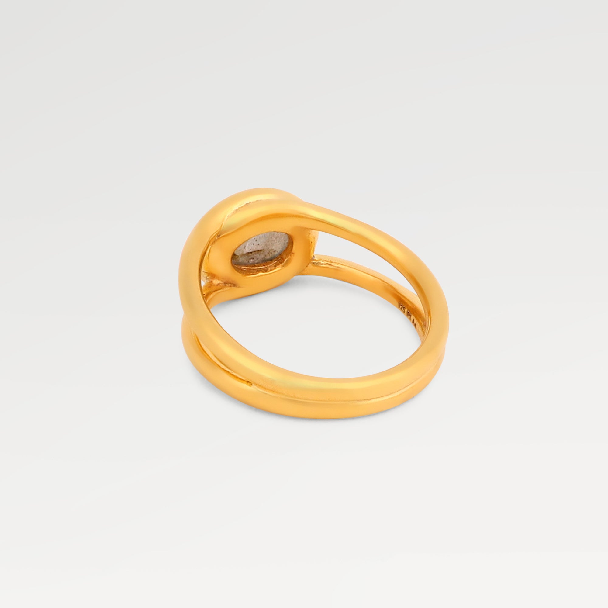 Zoe Gold Plated Oval Labradorite Silver Ring