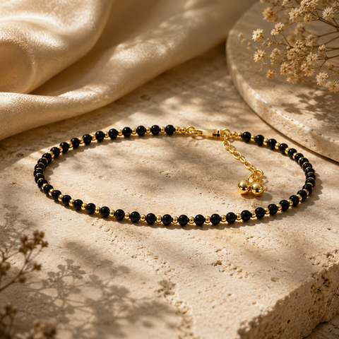 Qavi Silver Beads Anklet