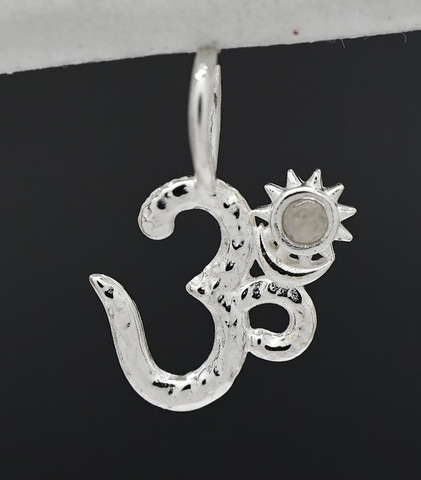 Lucy Sterling Silver Rainbow Moonstone OM Pendant