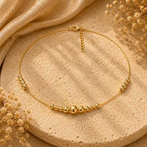Nova Silver Beads Anklet