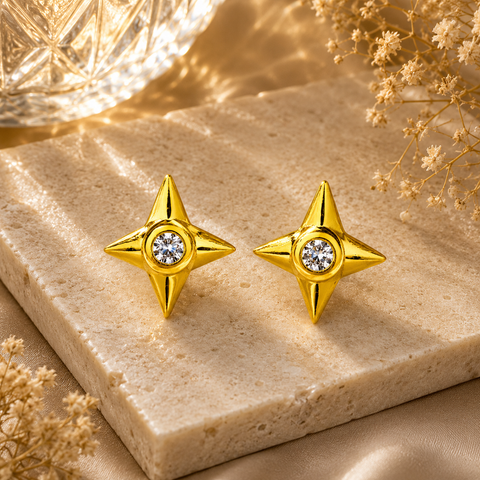 Eda Silver Star Earrings