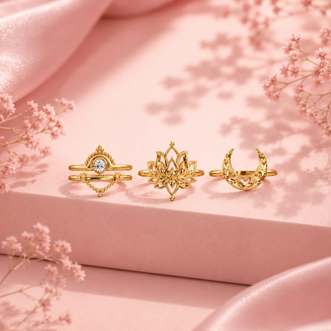 Lily Silver Adjustable Ring Set