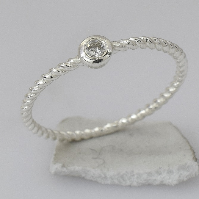 Anna Sterling Silver White Cubic Zirconia Elegant Ring