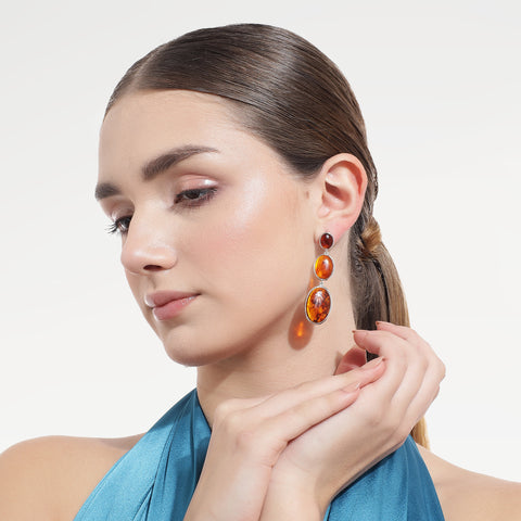 Rosa Silver Amber Earrings