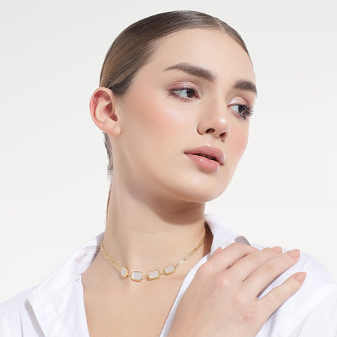 Bria Silver Moon Stone Necklace