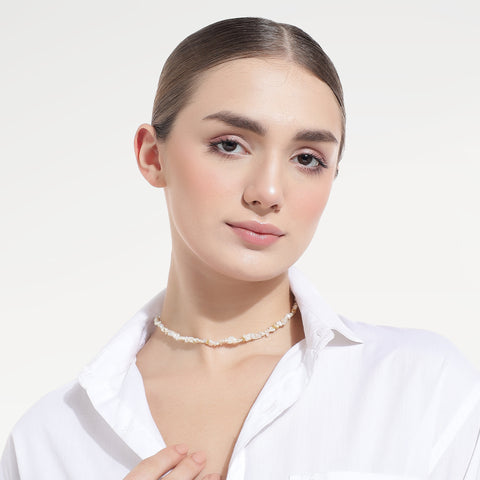 Luna Sterling Silver Uncut Pearl Necklace