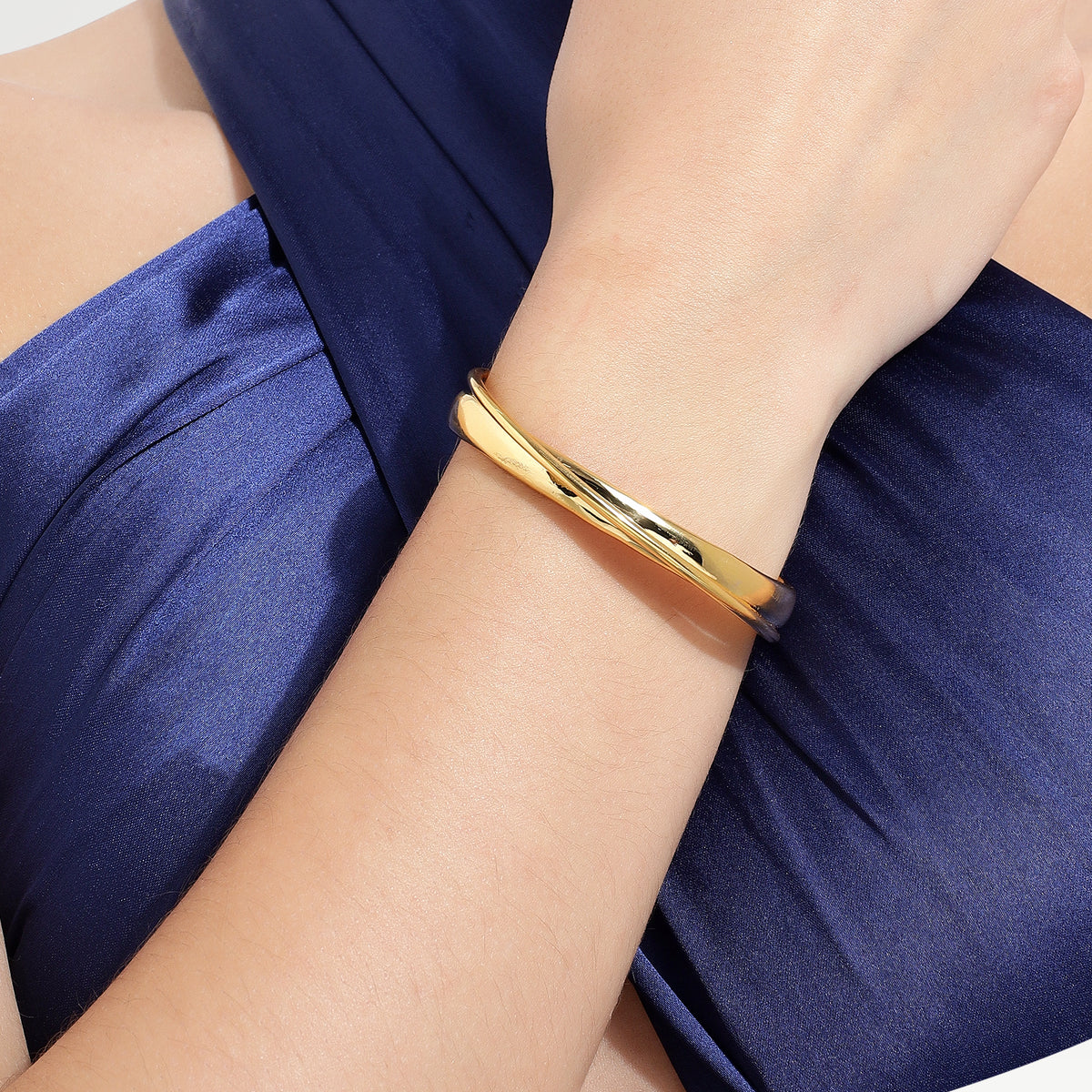 Ruby Yellow Gold Plated Elegant Plain Bangle