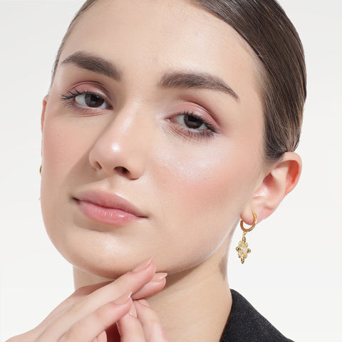 Asia Sterling Silver Hoop Cubic Zirconia Earrings