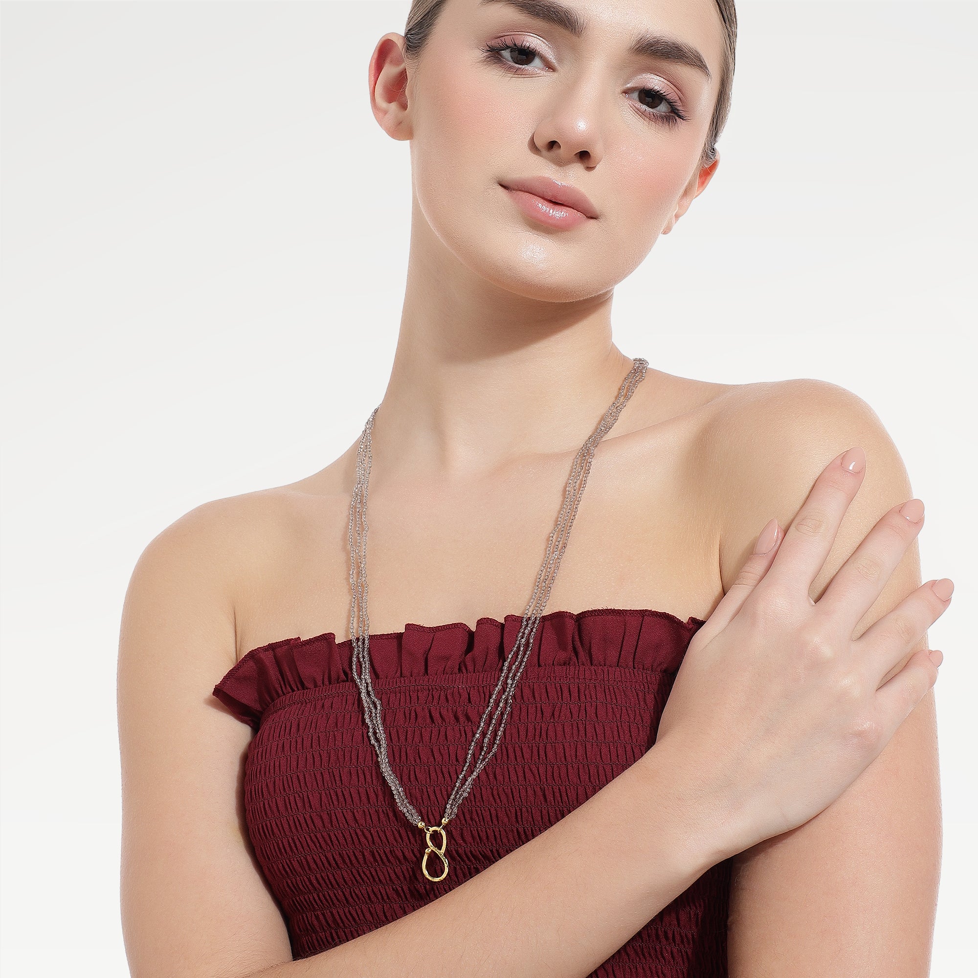 Zoe Yellow Gold Plated Silver Smoky Quartz Necklace