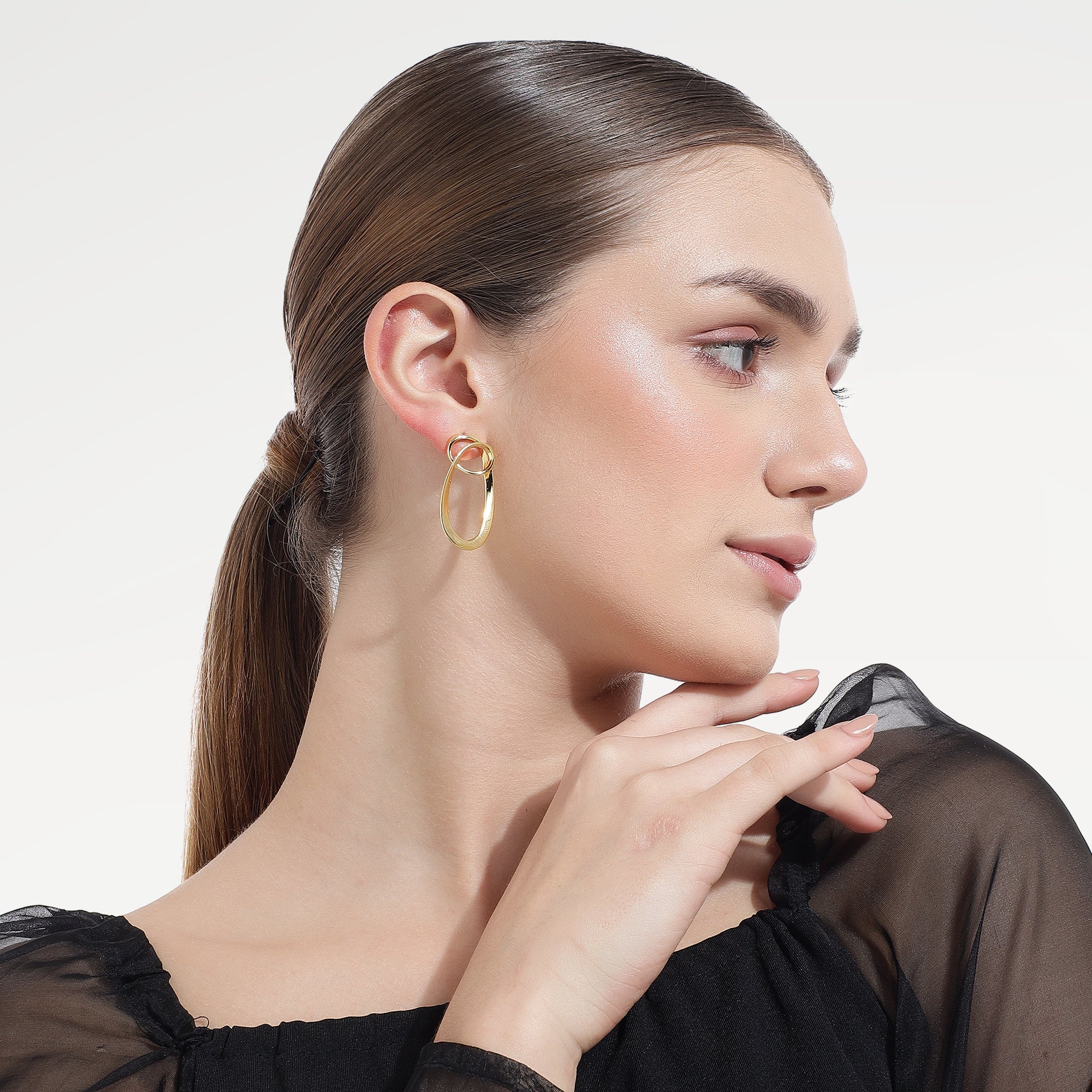 Ivy Gold Plated Champagne Quartz Earrings Set