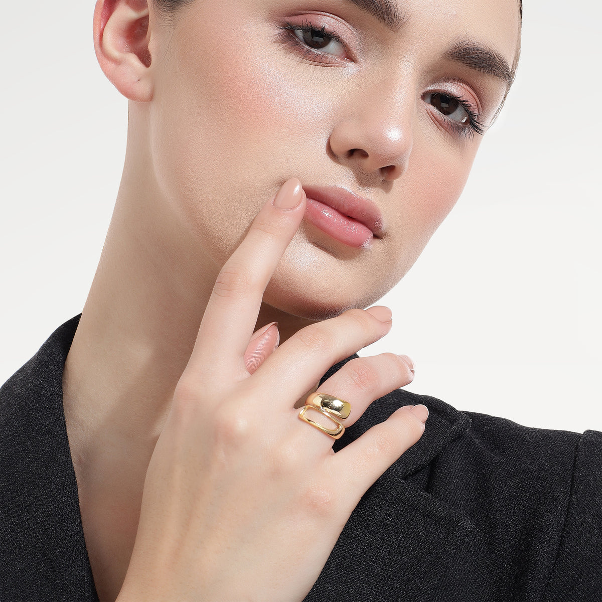 925 Sterling Silver Elegant Gold Plated Plain Ring