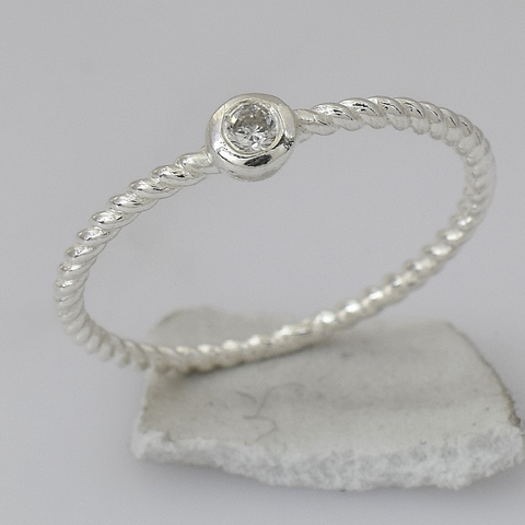 Anna Sterling Silver White Cubic Zirconia Elegant Ring