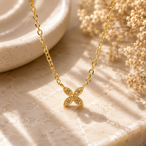 Lily Silver Floral Zirconia Necklace