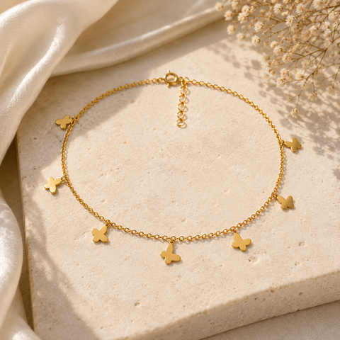 Akoa Silver Butterfly Anklet