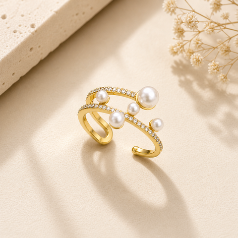 Lily Adjustable Pearl Ring