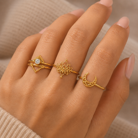 Lily Silver Adjustable Ring Set