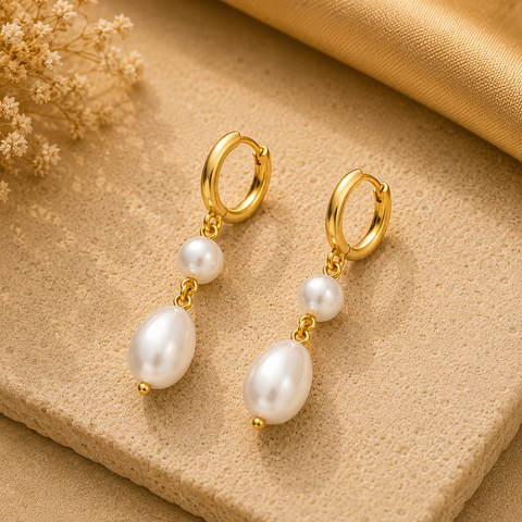 Anna Silver Dangle Pearl Earrings