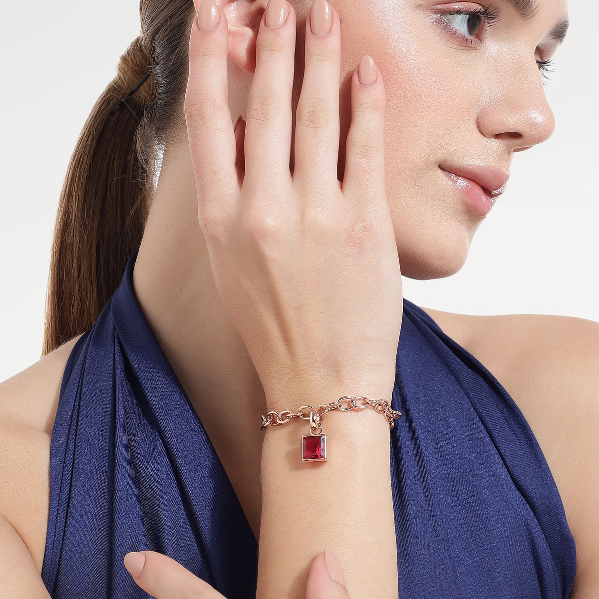 Ruby Rose Gold Bezel Pink Tourmaline Bracelet