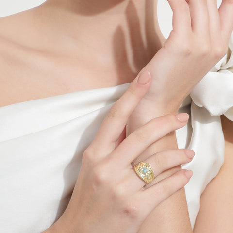 Orla Sterling Silver Checker Quartz Elegant Ring