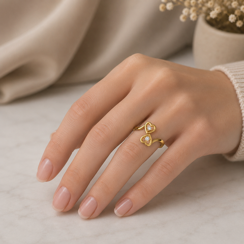 Nila Silver Heart Adjustable Ring