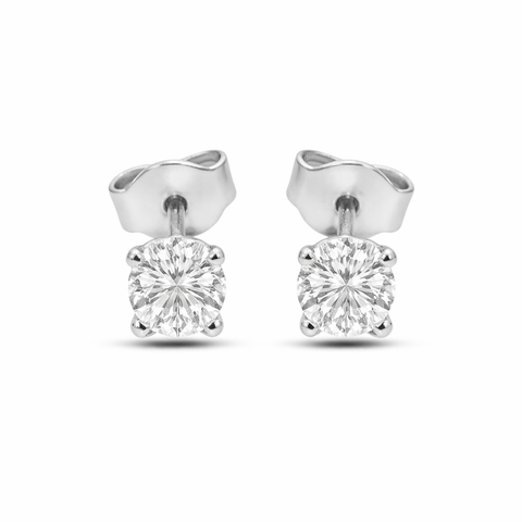 Hemi Silver Diamond Earrings