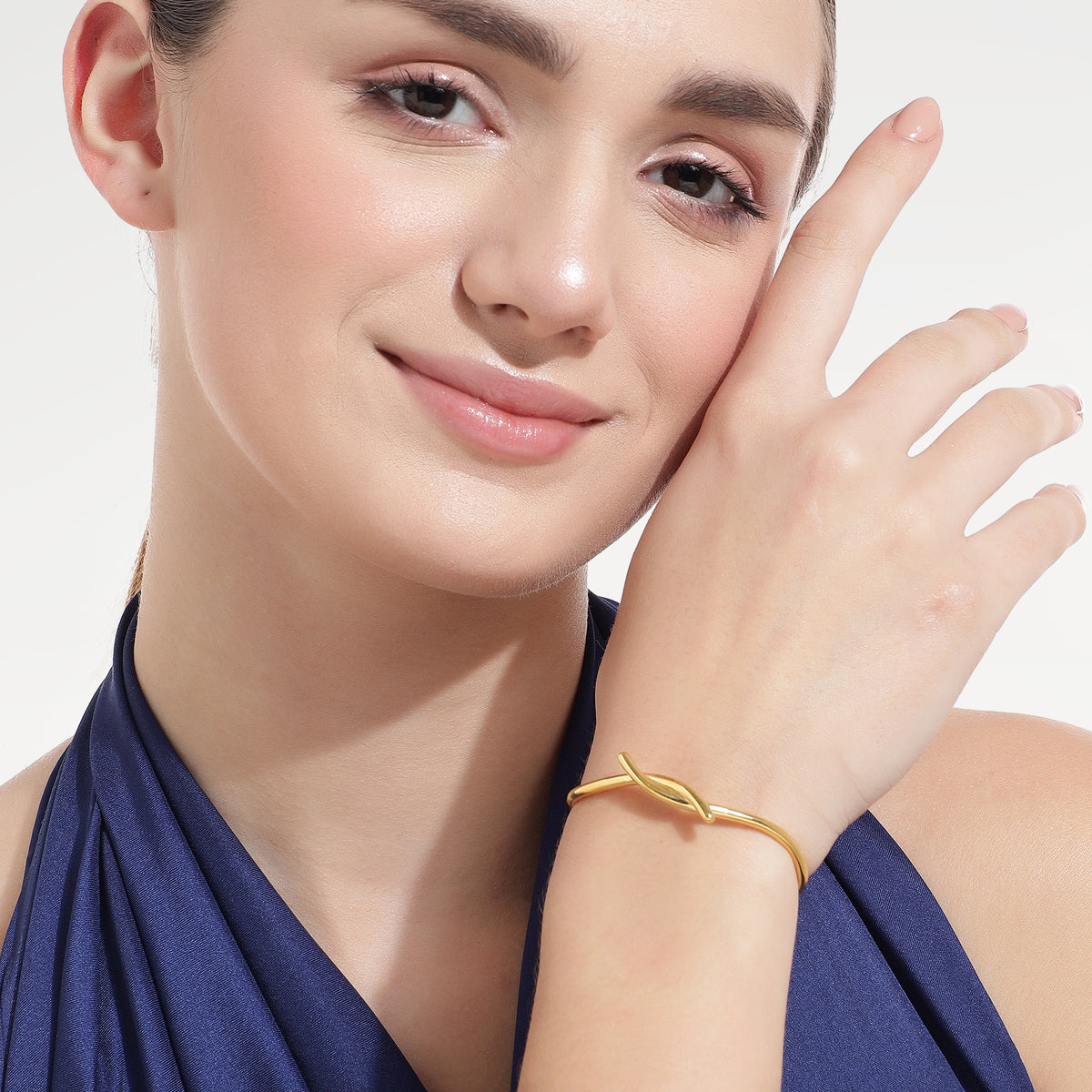 Grace Yellow Gold Plated Elegant Silver Bangle