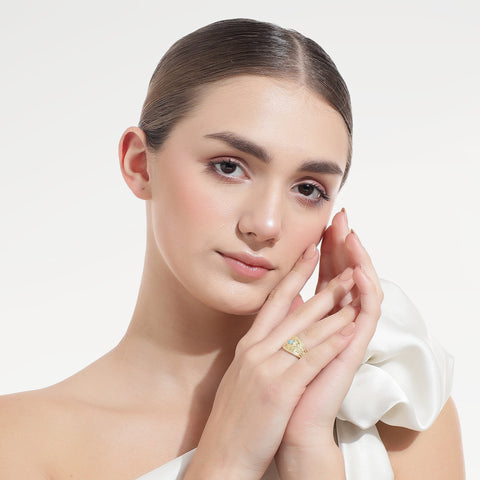 Orla Sterling Silver Checker Quartz Elegant Ring