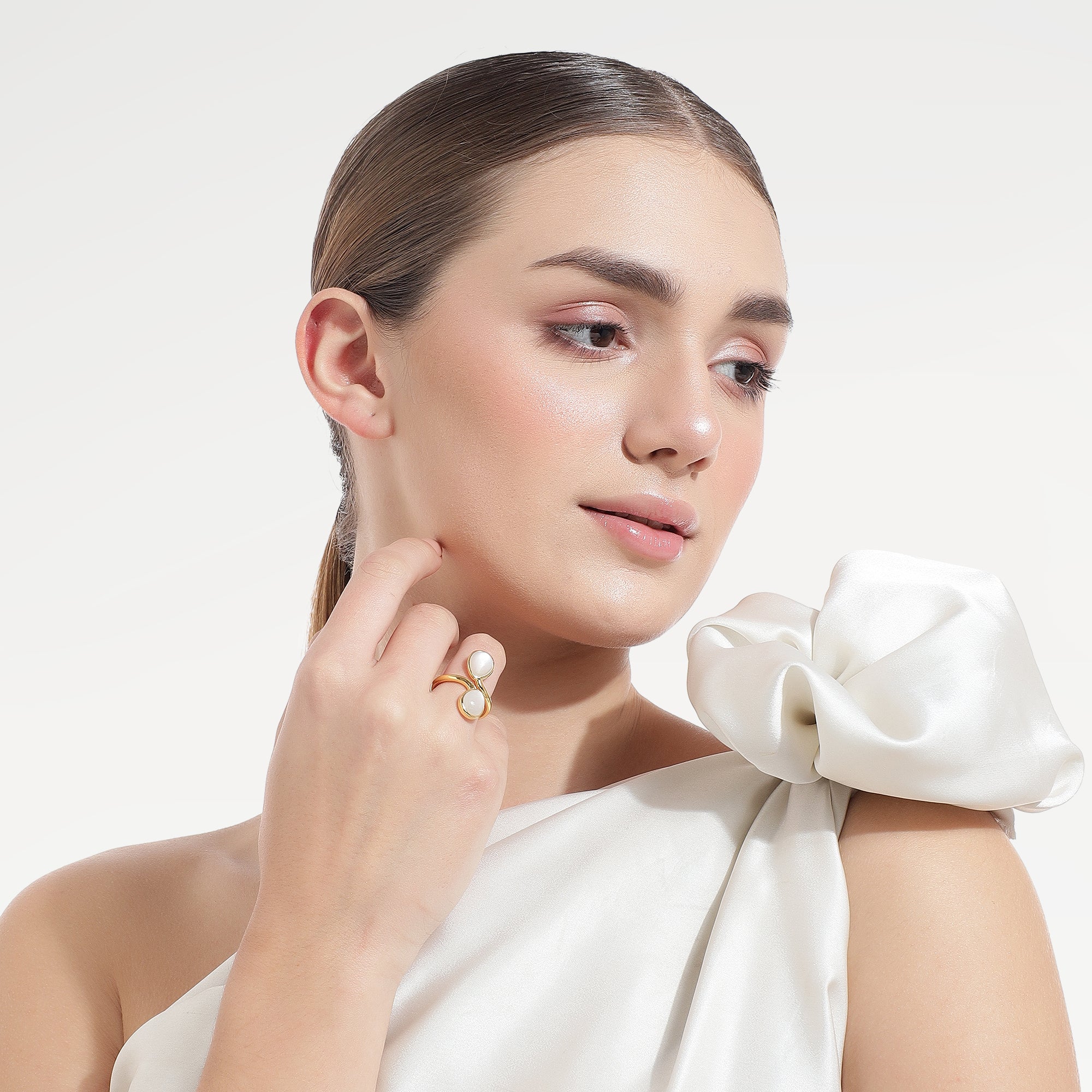 Nora Gold Plated Pear Moonstone Ring