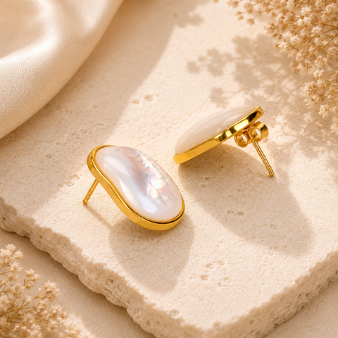 Roe Silver Shell Pearl Earrings