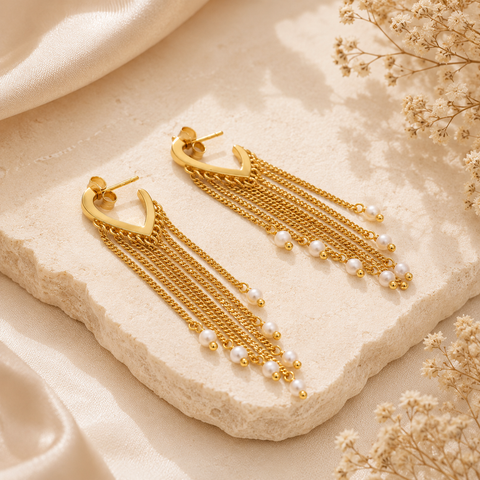 Kira Silver Huggies Pearl Earrings