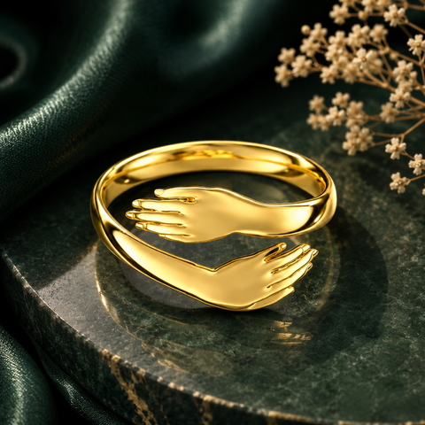 Nora Silver Hug Hands Adjustable Ring
