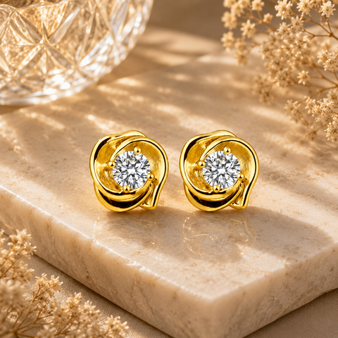 Ria Silver Diamond Stud Earrings