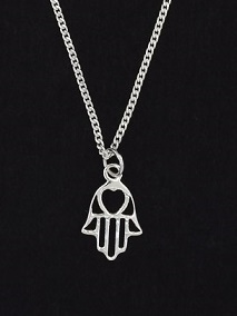 Zoe Sterling Silver Hamsa Heart  Necklace