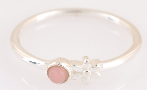 Anna Sterling Silver Round Rose Quartz Ring