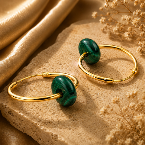 Rina Silver Malachite Earrings