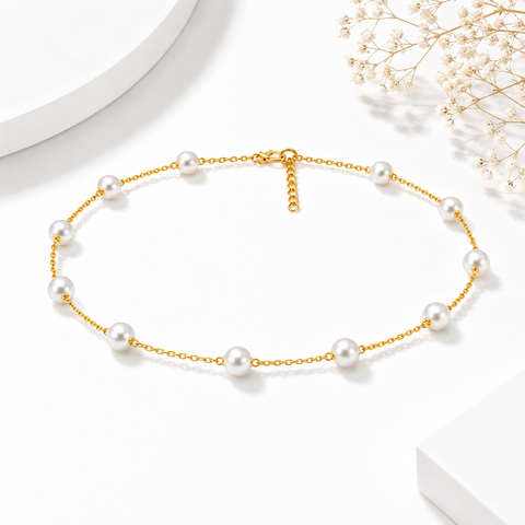 Mavi Silver Pearl Anklet