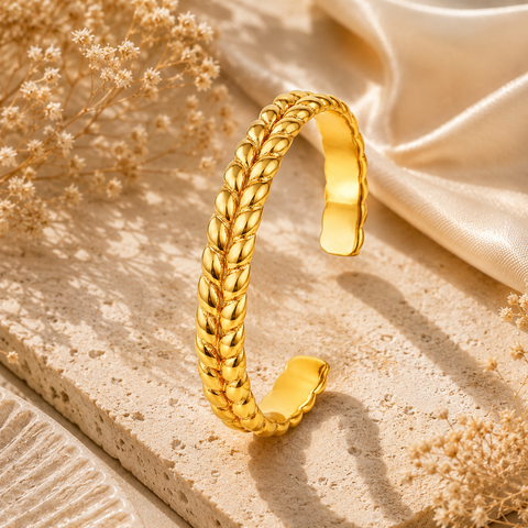 Ria Silver Embossed Cuff Bangle
