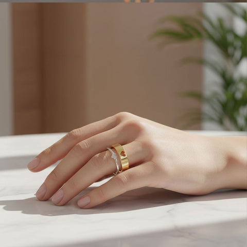 Havi Silver Adjustable Two Tone Ring Set