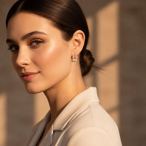 Bria Silver Synthetic Pearl Earrings
