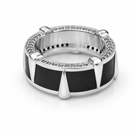 Cruz Silver Enamel Adjustable Ring