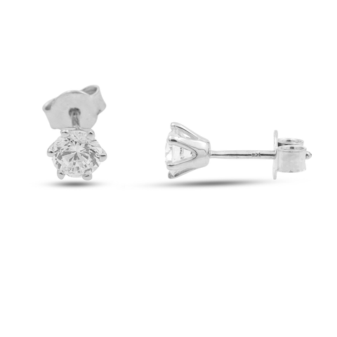 Nora Silver Plated Lab Grown Diamond Stud Earrings