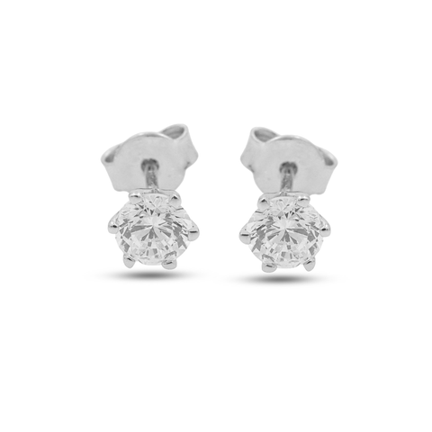 Nora Silver Plated Lab Grown Diamond Stud Earrings