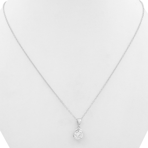 Ava Sterling Silver Round Lab Grown Diamond Necklace
